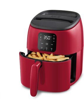 Digital Air Fryer 2.6 Quart - Compact, Healthy Cooking, Easy Cleanup, Red